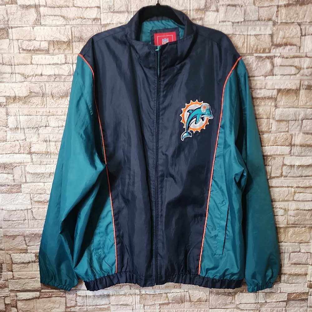 Miami  Dolphins Blue Full Zip  Windbreaker Jacket
